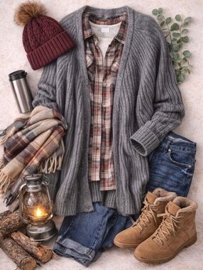Denver Hayes Charcoal Women's Cardigan L- Cozy Casual